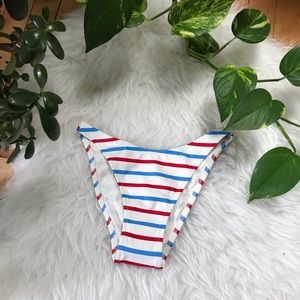 New Solid & Striped Blue Red & White Bikini Bottom